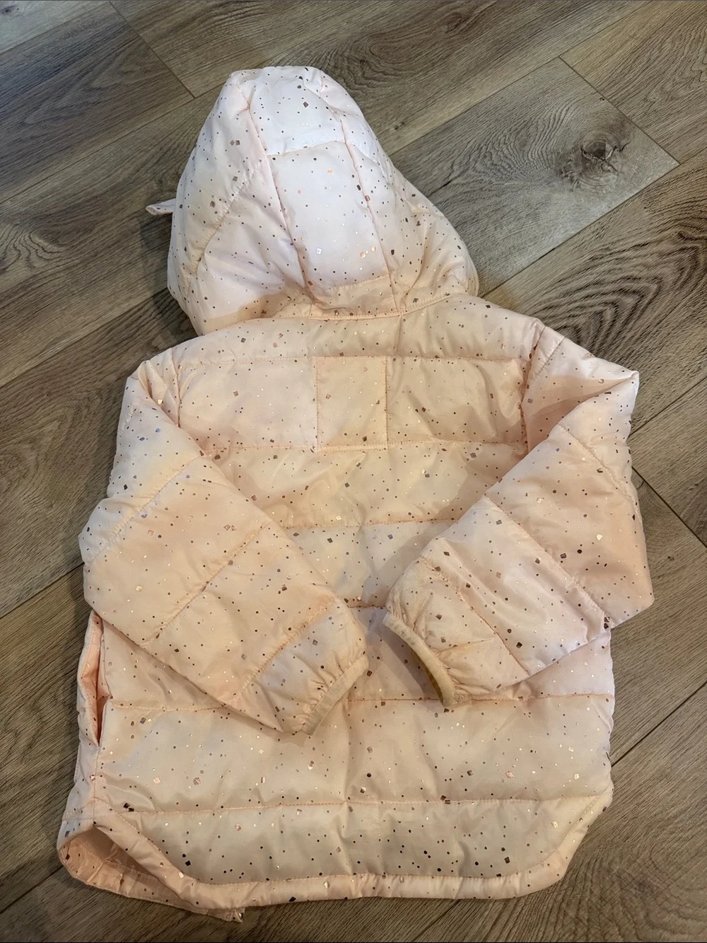 GAP Girls' Light Pink Glitter-Spot Puffer Jacket with Hood  size 4T